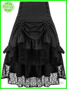 Women's Steampunk High Low Ruffle Skirt Pirate Gothic Cosplay